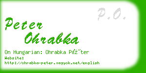 peter ohrabka business card
